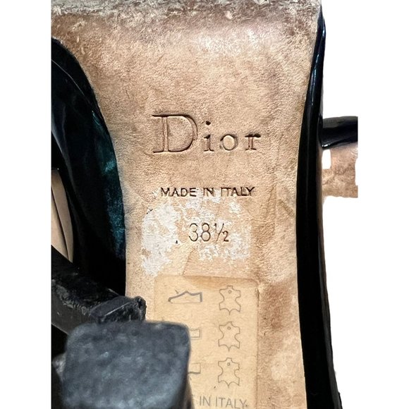 Christian Dior Black Patent Leather Platform Heels Peep Toe 4" heel 38.5 US 8.5 - Picture 12 of 12